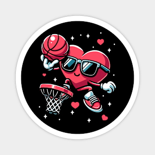 Funny Valentines Day Heart Basketball Player Magnet